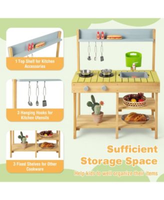 Backyard Pretend Play Toy Kitchen with Stove Top