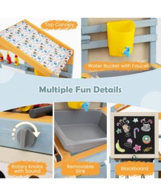 2 in 1 Wooden Mud Kitchen with Removable Water Box  and Storage Bag