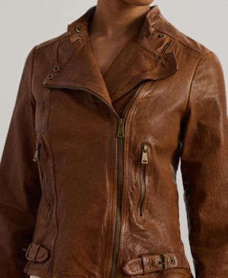 Lauren Ralph Lauren Tumbled-Leather Jacket - Macy's