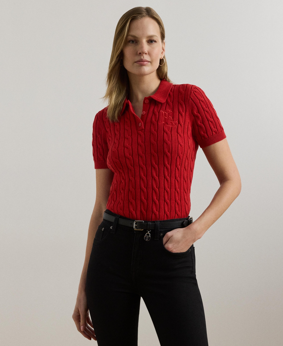 Ralph Lauren Women's Cable-knit Polo Shirt In Red