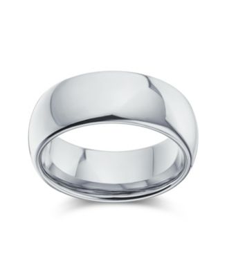 Plain Simple Wide Dome Silver Black Gold Plated Titanium Band Ring Comfort Fit 8MM