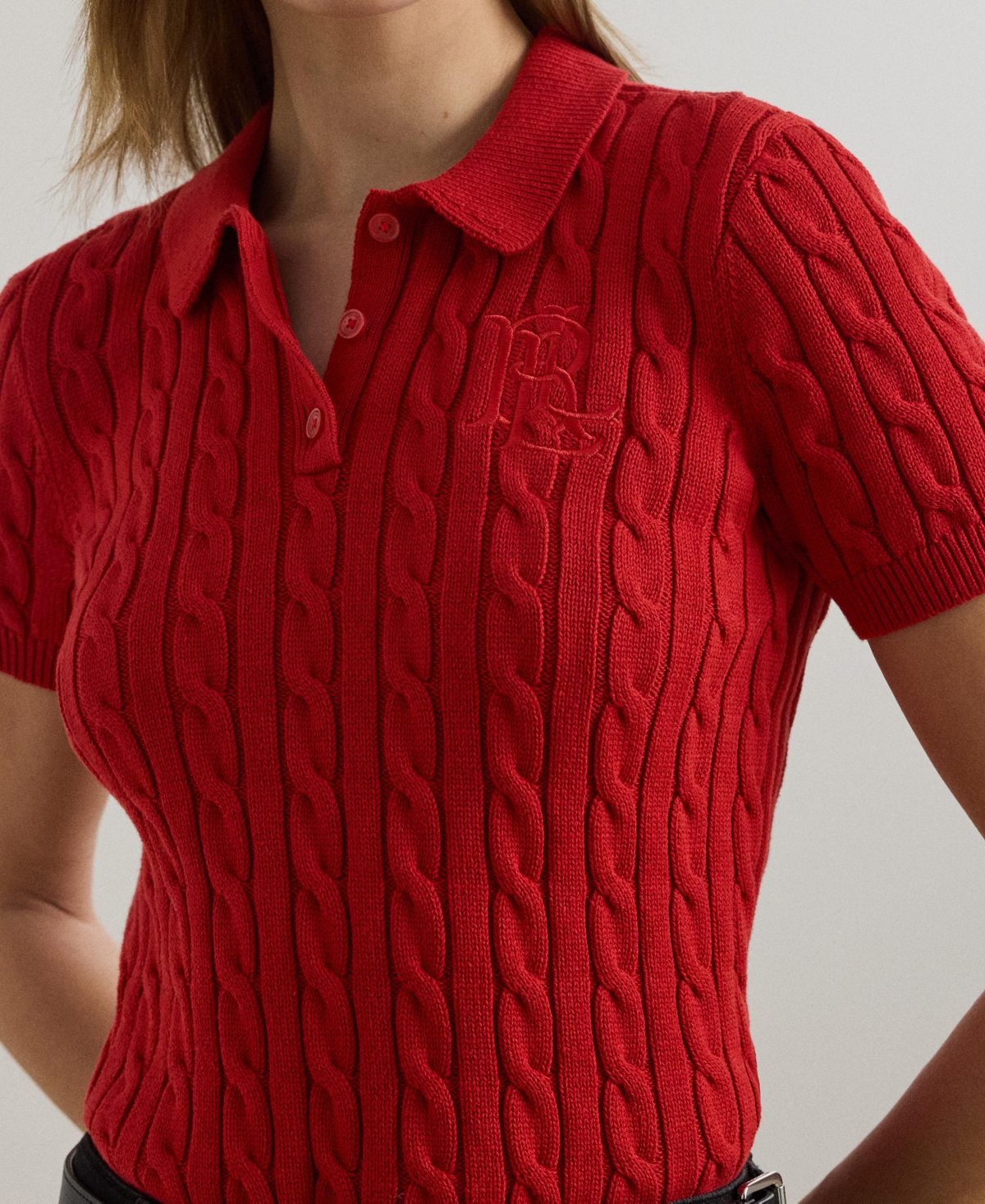 Ralph Lauren Women's Cable-knit Polo Shirt In Red