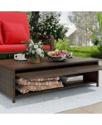 Patio Adjustable Wicker Daybed with 4-Level Backrest and Soft Cushions