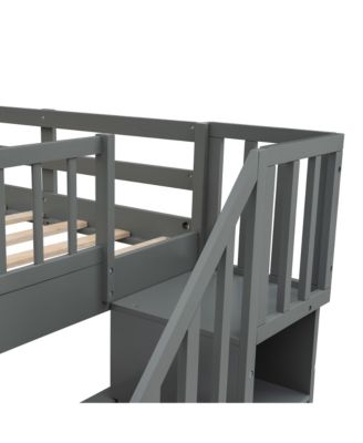 Streamdale Stairway Full-Over-Full Bunk Bed with Trundle & Storage