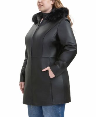 Plus Size Greta Leather Parka Coat