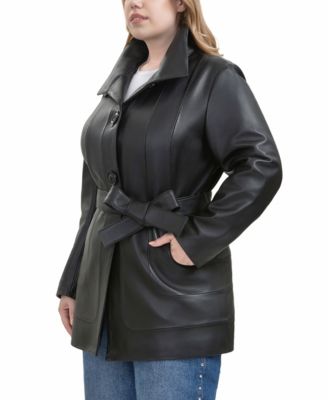 Plus Size Erika Leather Coat