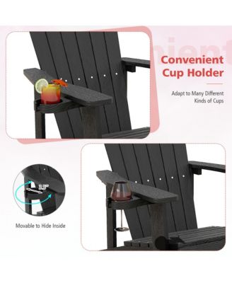 Patio HIPS Outdoor Weather Resistant Slatted Chair Adirondack Chair w/ Cup Holder