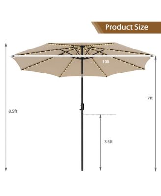 10FT Solar Patio Umbrella 112 LED Lighted Umbrella Outdoor Table Market Umbrella