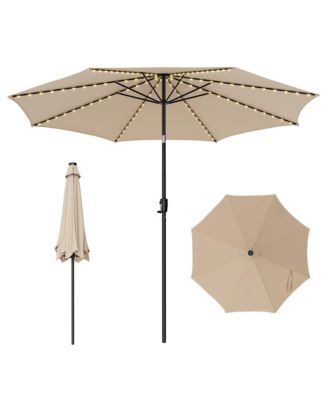 10FT Solar Patio Umbrella 112 LED Lighted Umbrella Outdoor Table Market Umbrella