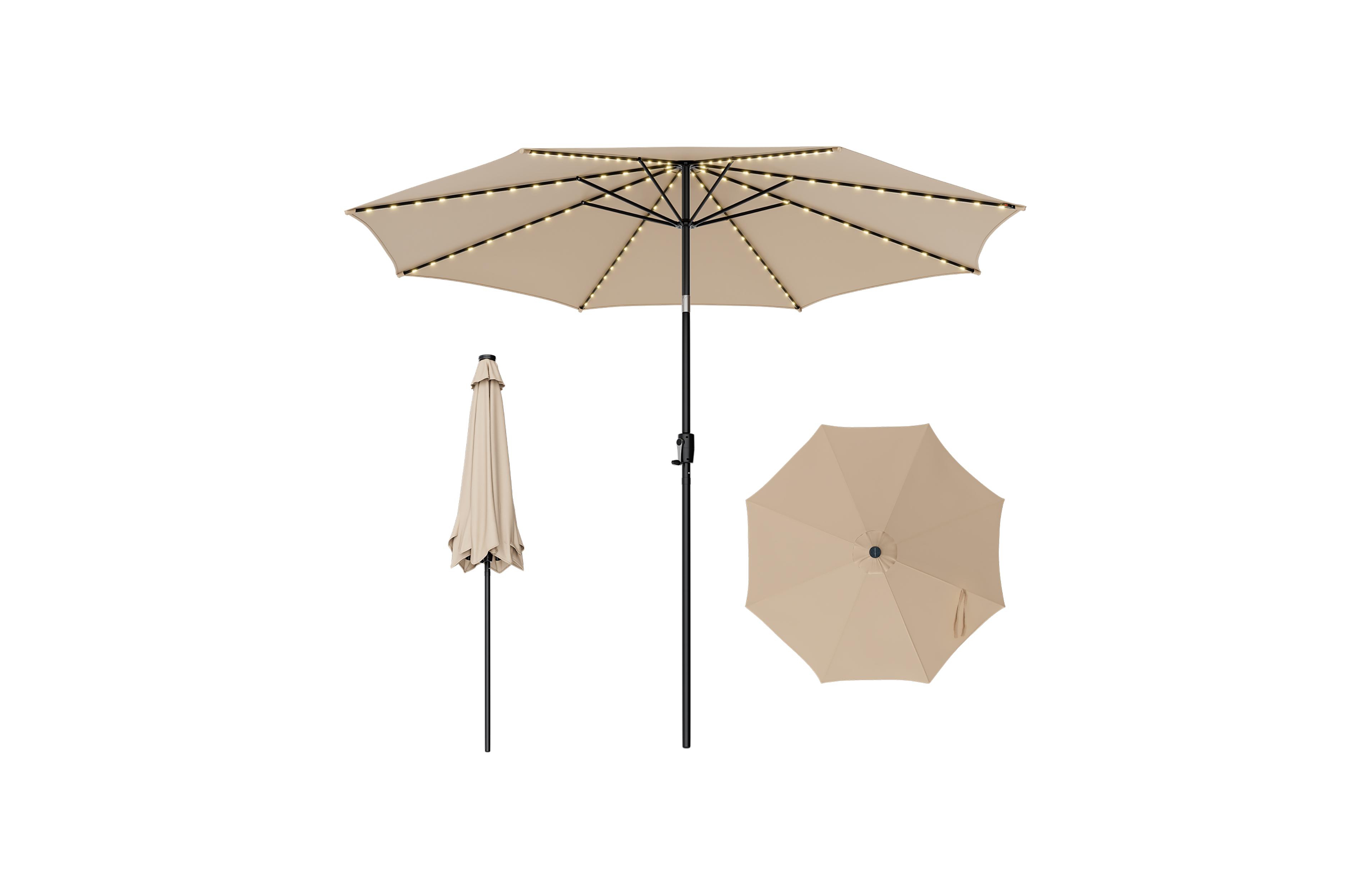 Gymax 10FT Solar Patio Umbrella 112 Led Lighted Outdoor Table Market