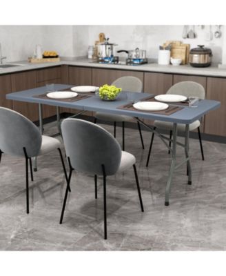 6 ft Portable Folding Table 350 LBS Fold-in-Half Table with HDPE Tabletop