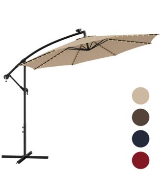 10 FT Offset Patio Umbrella Solar Powered Cantilever Umbrella with 112 LED Lights