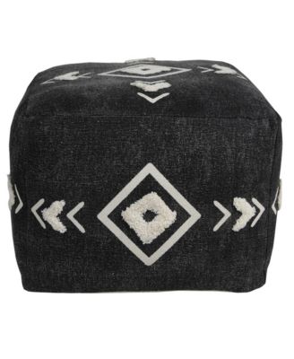 18" Black 100% Cotton Ottoman