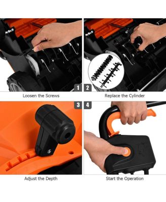 13 Inch 12 Amp Electric Scarifier with Collection Bag and Removable Blades-Orange