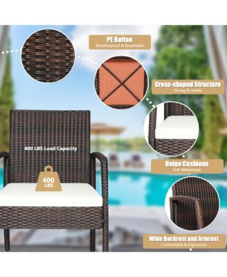 7PCS Patio Dining Furniture Set w/ Wooden Tabletop Cushion Umbrella Hole