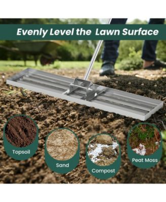 42 x 10 Inch Lawn Leveling Rake with Ergonomic Handle-Silver