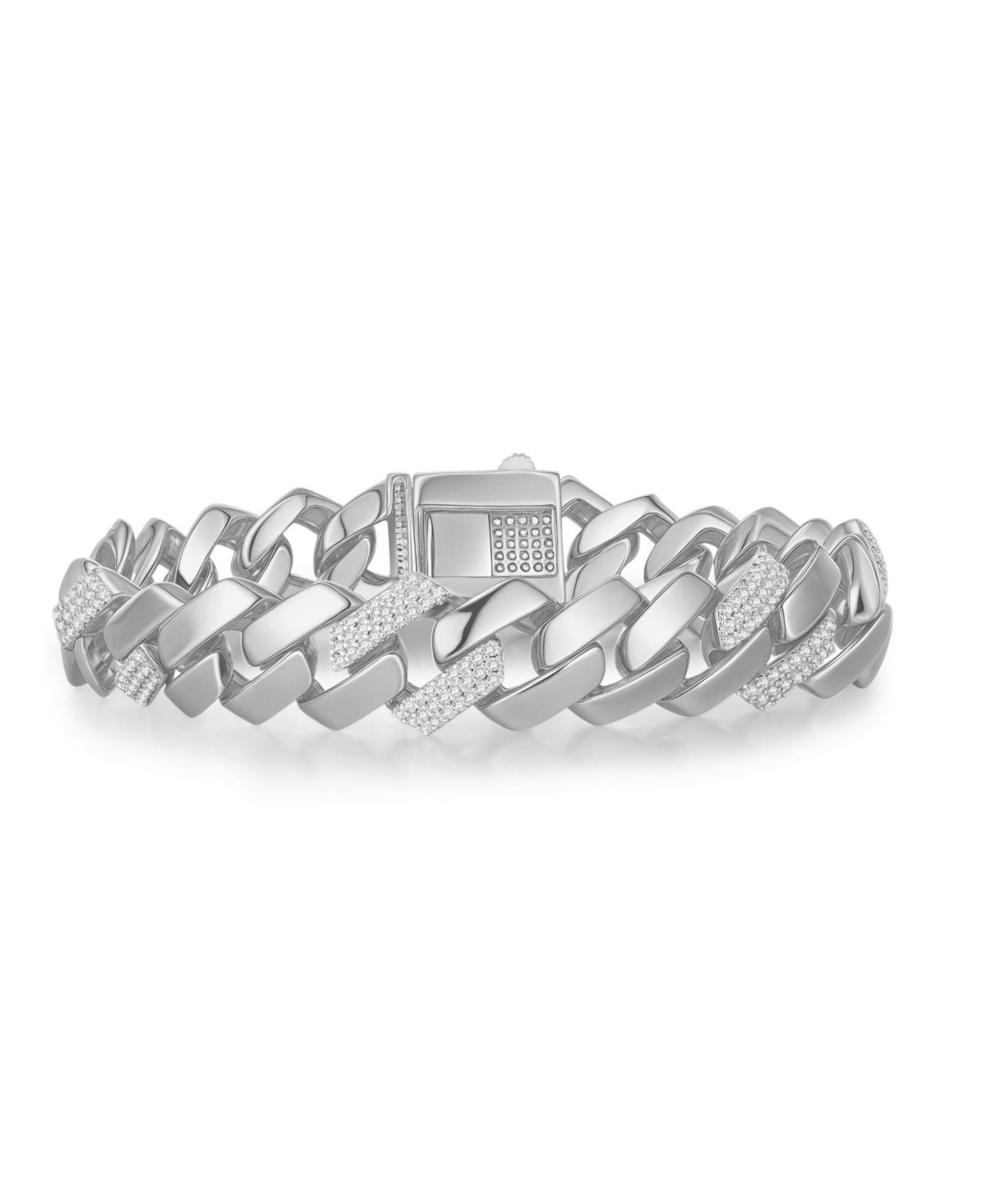Clear Cubic Zirconia Miami Cuban Curb Link Bracelet - White
