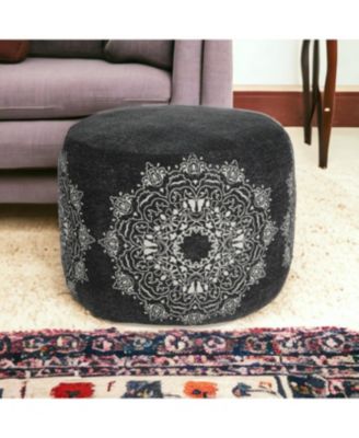18" Black 100% Cotton Ottoman