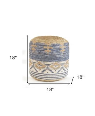 Woven Jute Ottoman for Extra Seating and Rustic Living Room Accent