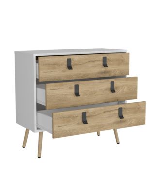 Wooden Three Drawer Dresser for Clothes and Bedroom Storage