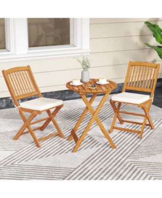 Outdoor Folding Chairs with Seat Cushions Set of 2