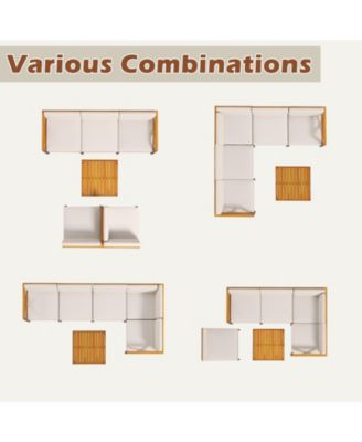 Outdoor 6 Pieces Acacia Wood Patio Sectional Furniture Set