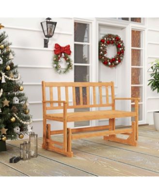 2-Person Outdoor Acacia Wood Glider Bench Patio Swing Rocking Loveseat