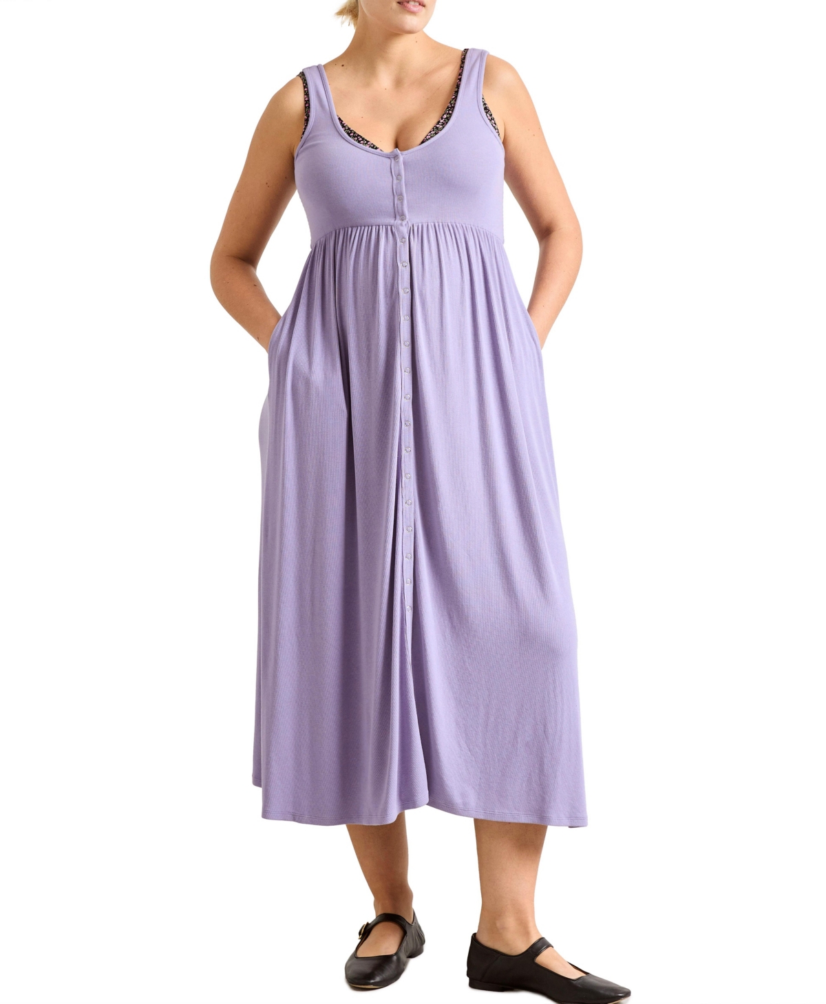 Maternity The Softest Rib Nursing Tank Dress - Black