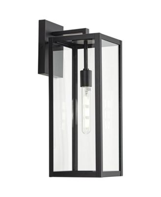 Titan Modern Outdoor Wall Light Fixtures Set of 2 Mystic Black Rectangular Frame 20" Clear Glass for Post Exterior Barn