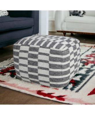 18" Grey 100% Cotton Ottoman