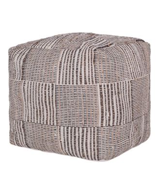 Geometric Cotton Pouf – Square Ottoman for Living Room Seating or Boho Style Accent