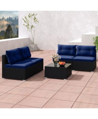 5-Piece Outdoor Patio Furniture Set with Cushions and Coffee Table