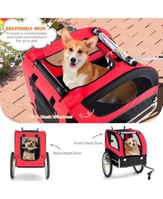 Dog Bike Trailer Foldable Pet Cart with 3 Entrances for Travel