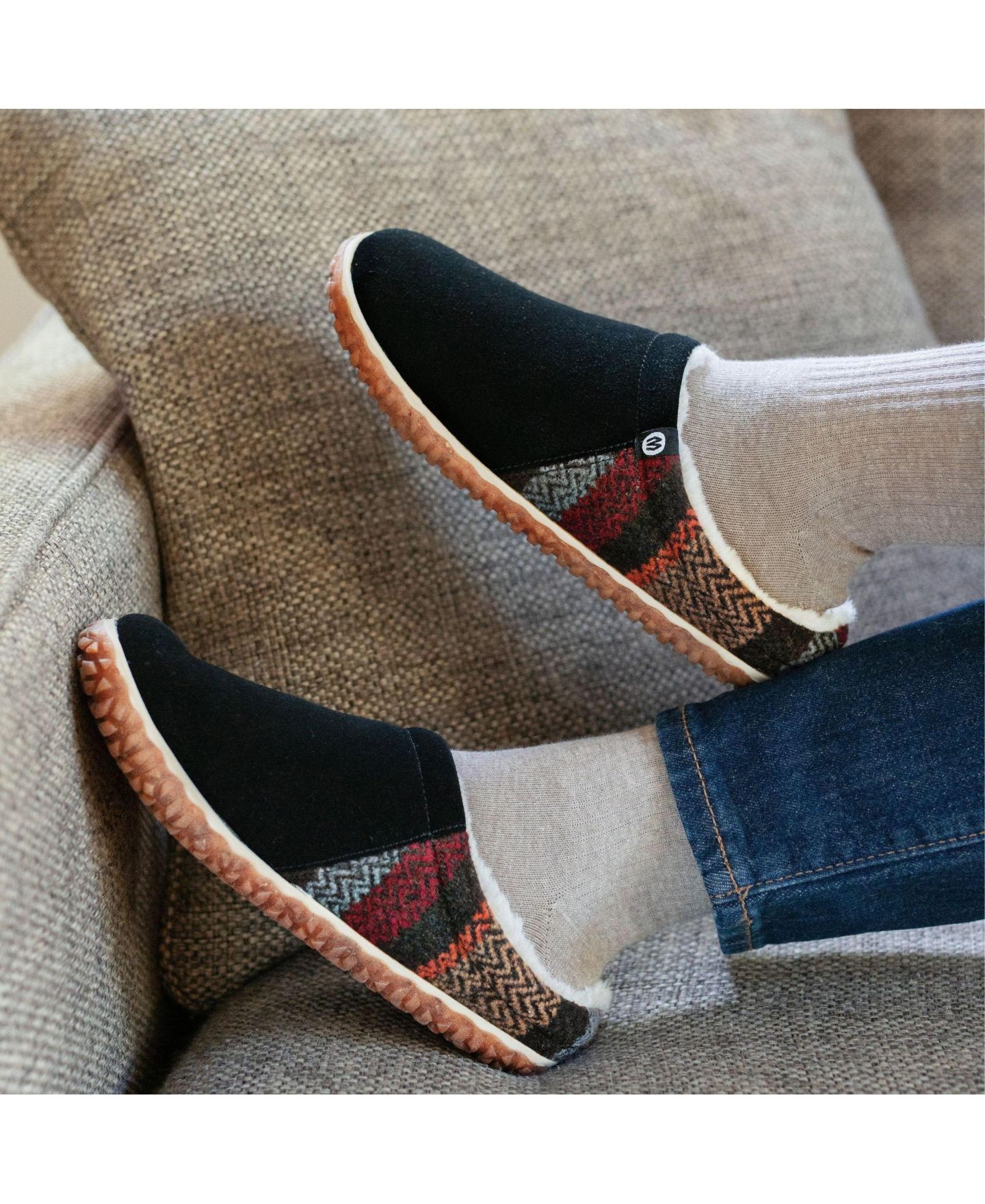 Женские сабо Minnetonka Tahoe Slipper, цвет: Чёрный разноцветный — фото 6