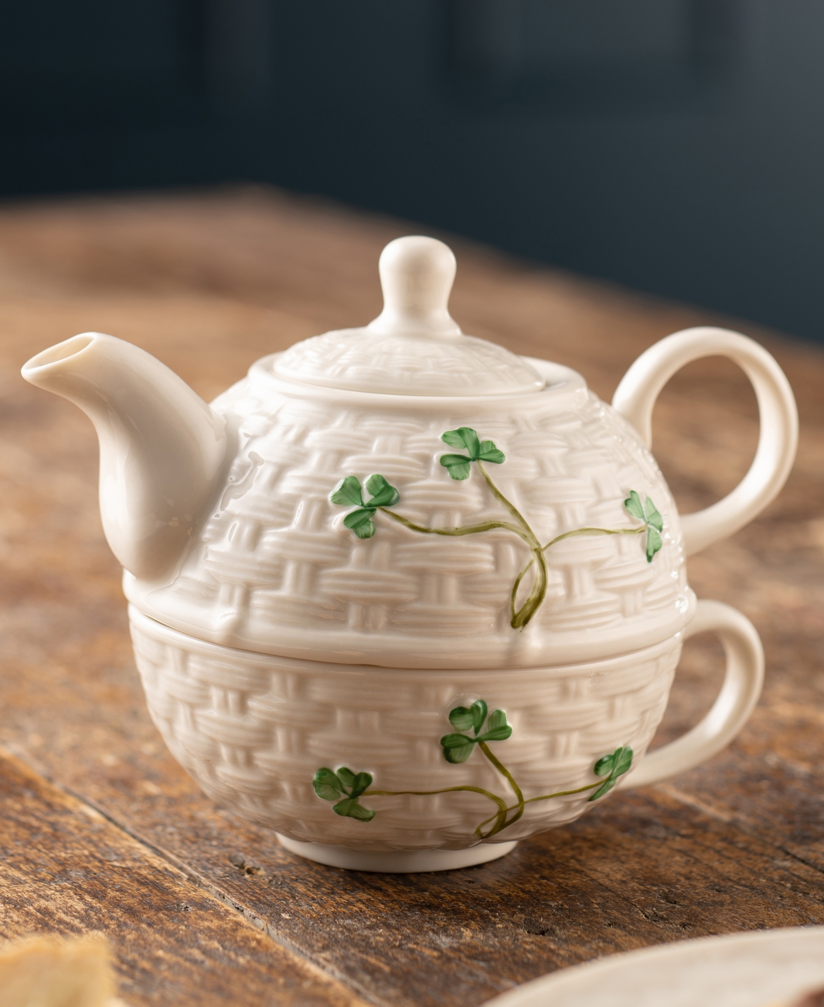 Belleek Pottery Shamrock Tea For One