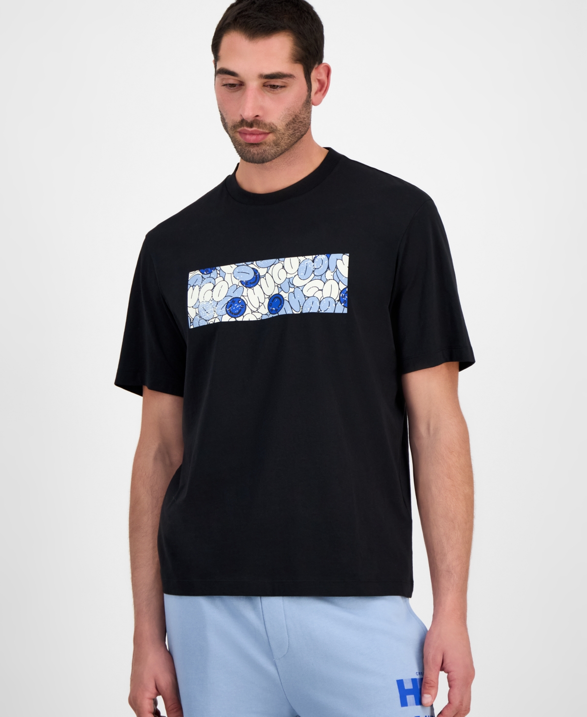 Hugo by Hugo Boss Men's Nurix Short Sleeve Crewneck Abstract Logo Graphic T-Shirt - Black