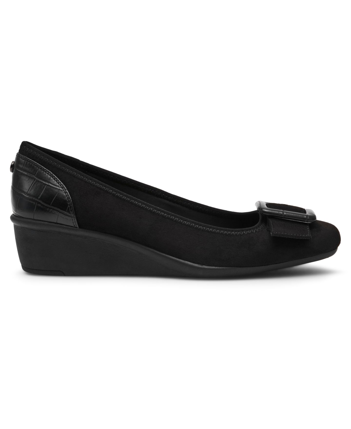 Женские туфли Anne Klein Wyatt Buckle Wedge Pumps, цвет: Чёрный — фото 2