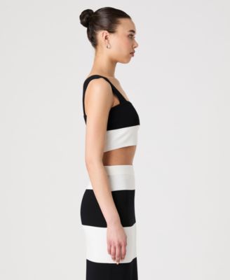 Women's Sleeveless Bodycon Colorblock Knit Top