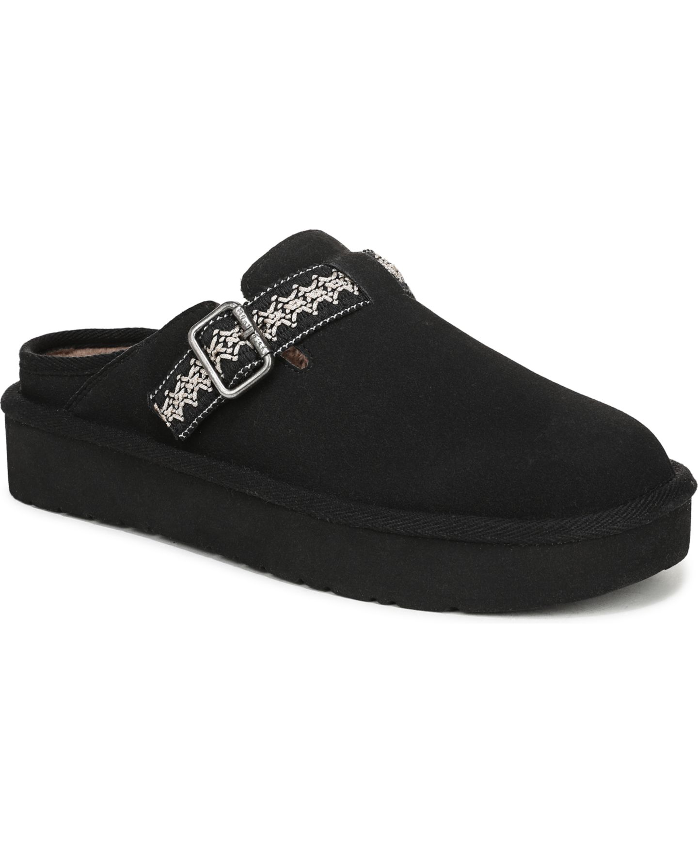 Женские сабо Blowfish Malibu Monday Round Toe Platform Mules, цвет: Чёрный искусственный замшевый — фото 1