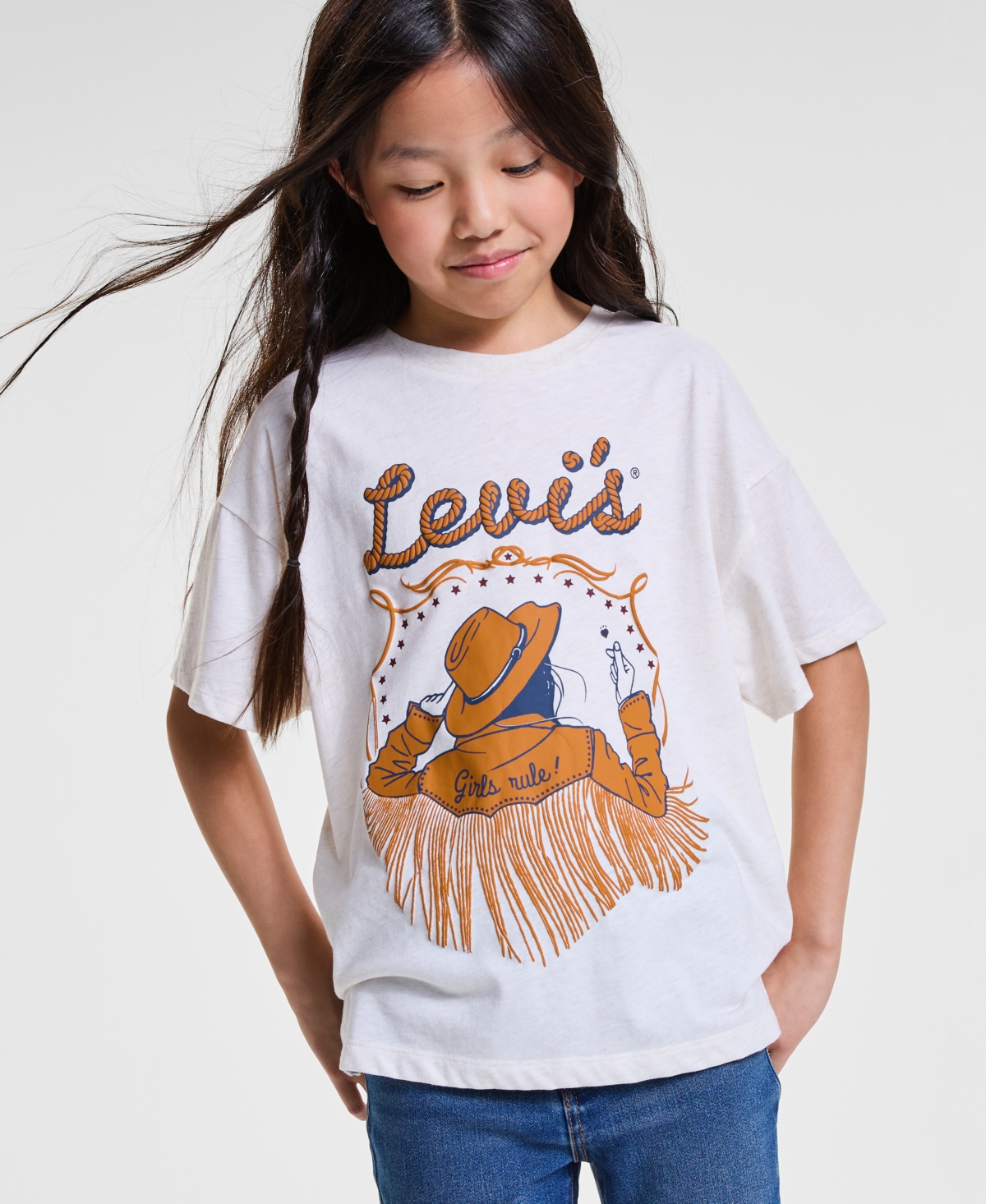 Levi's Big Girls Oversized Logo Short Sleeve T-shirt In White