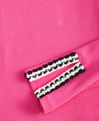 Big Girls Crochet-Trim Rib-Knit Top