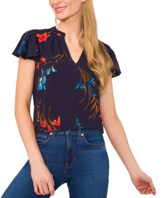売れ筋商品|||スタイルアンドコー カットソー トップス レディース Plus Size  Printed Flutter-Sleeve Top, Created for Macy's Tulip Pink Style & Co Style& Co Women's Printed Square-Neck Flutter
