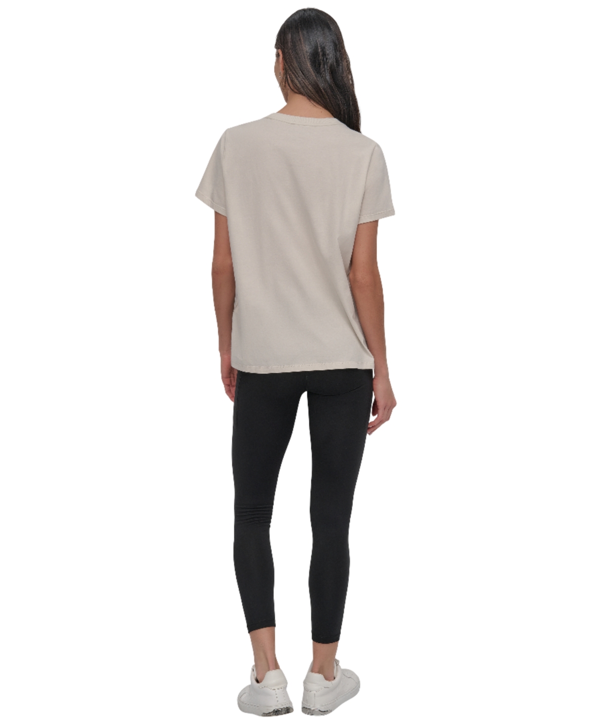 Dkny Women's Rhinestone Graffiti Relaxed Fit Round Neck T-shirt