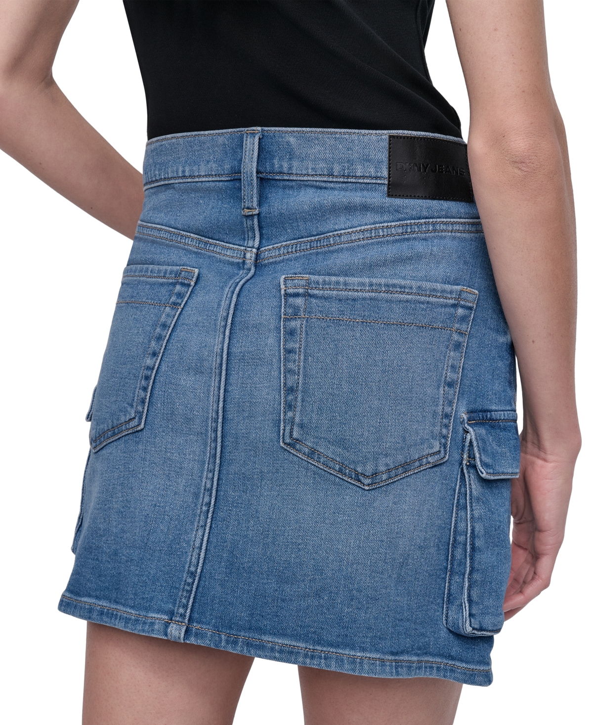 Shop Dkny Jeans Women's Denim Cargo Mini Skirt