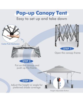 10 x 17.6 Feet Outdoor Instant Pop-up Canopy Tent with Dual Half Awnings-White