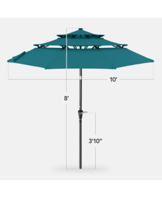 10ft 3-Tier Patio Umbrella, Market Sun Shade w/ Tilt Adjustment, Easy Crank