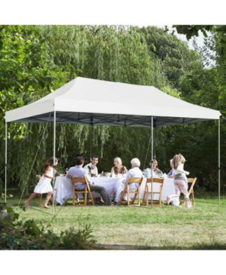 10 x 20 Feet Adjustable Folding Heavy Duty Sun Shelter with Carrying Bag-White