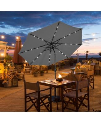 10 Feet Outdoor Patio Umbrella with Bright Solar LED Lights-Gray