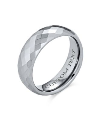 Multi Faceted Prism Cut Titanium Band Rings Silver Tone Comfort Fit 6MM