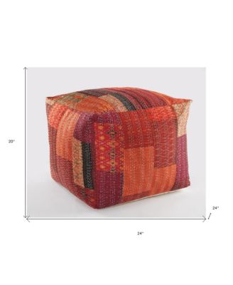 Modern Cotton Blend Fabric Ottoman Pouf Accent Seat